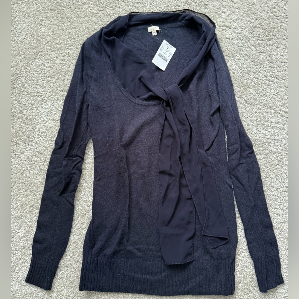J. Crew Navy V-Neck Sweater Blouse